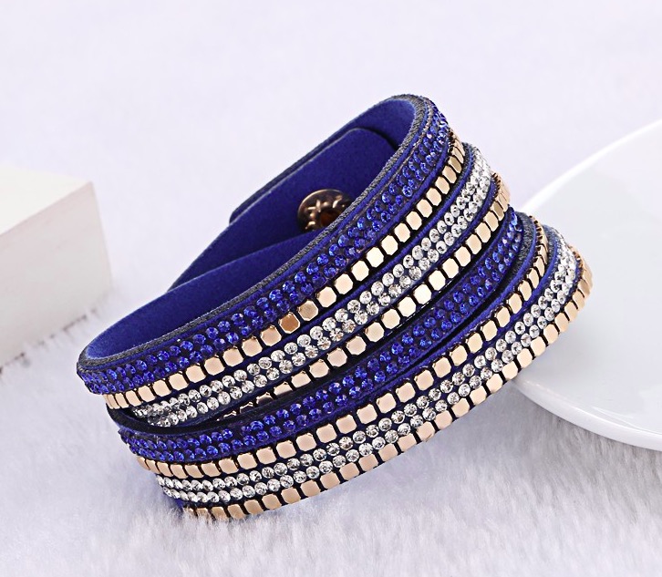

Fashion Jewelry Crystal Bracelets &bangles For women Rhinestone Leather Bracelet Crystal Braclets