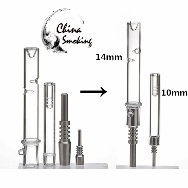 

Mini 10mm 14mm NC Kits Glass nail & Titanum tip Glass pipes wax pipe length 120mm 190mm