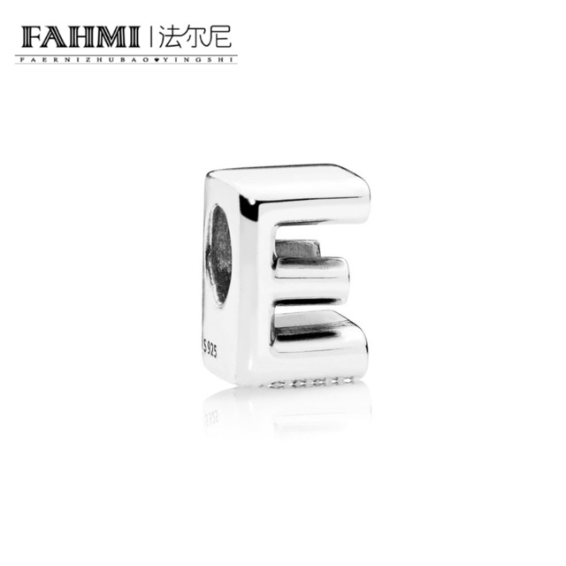 

FAHMI 100% 925 Sterling Silver Original 797459 LETTER E CHARM Beaded Simple Fashion Women's Jewelry Suitable DIY Bracelet Gift