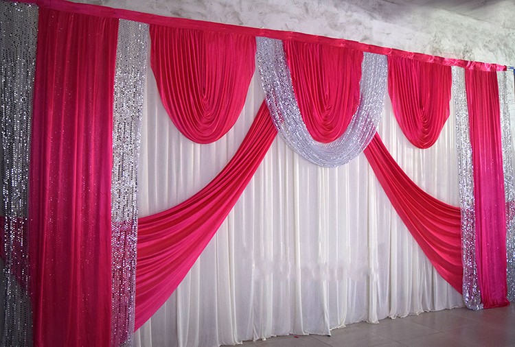 

3*6m Wedding Party Stage Celebration Background Satin Curtain Drape Pillar Ceiling Backdrop Marriage decoration Veil WT016, Multi