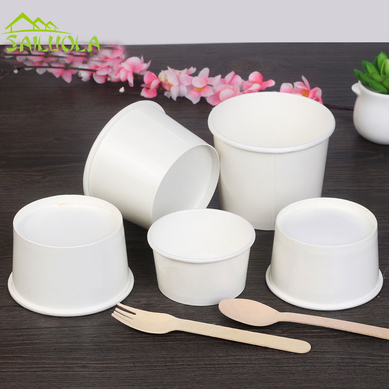 

100pcs/lot 4/6/8oz White Disposable Ice Cream Paper Cup Ice Cream Paper Bowl Party Supplier