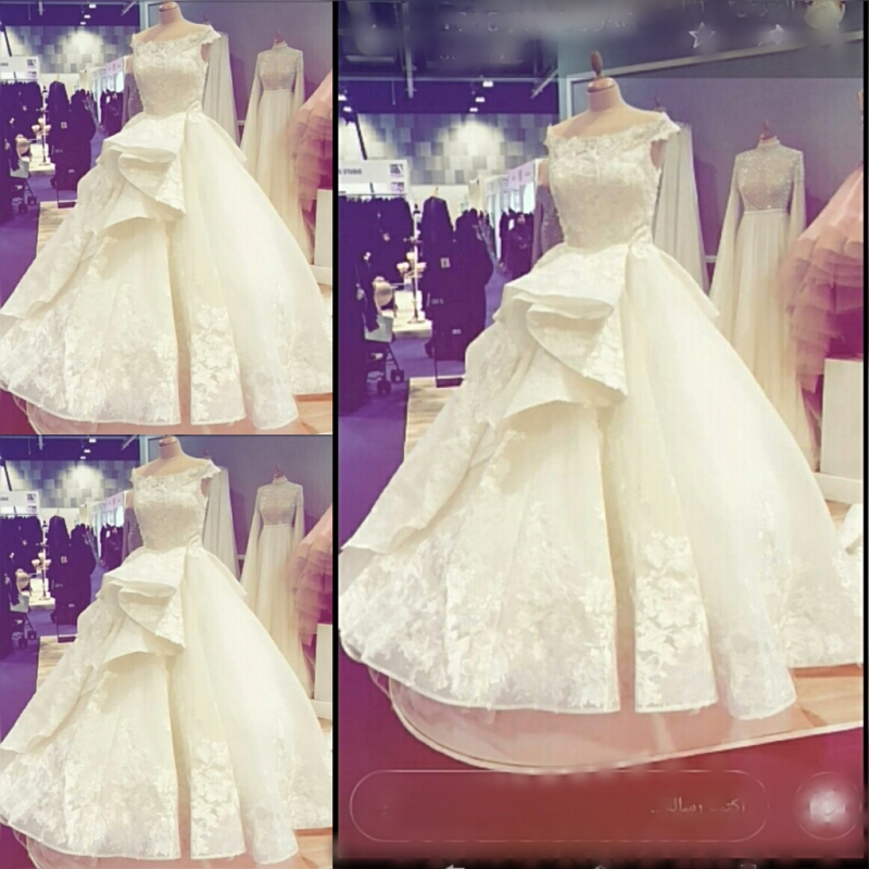 

Princess Ball Gown Wedding Dresses Scoop Neckline Cap Sleeves Bridal Gowns Lace Ruched Ruffles Wedding Vestidos Custom Made Dress, Same as image
