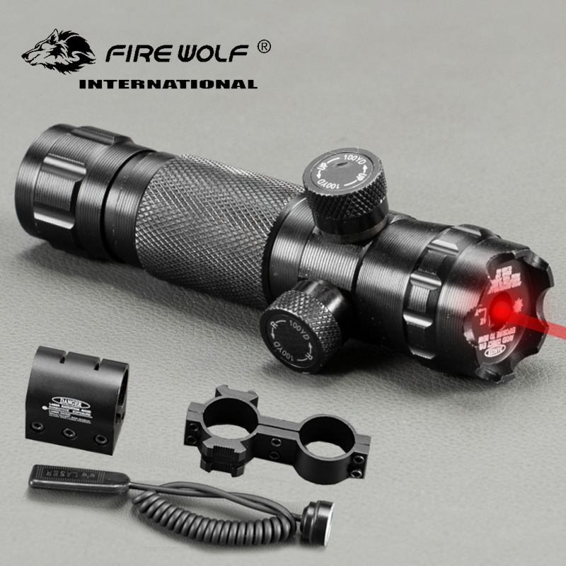 

FIRE WOLF Tactical Adjust Red Dot Laser Sight Rifle Scope With 2 Mounts Picatinny Weaver Rails Hunting Scopes Air Soft