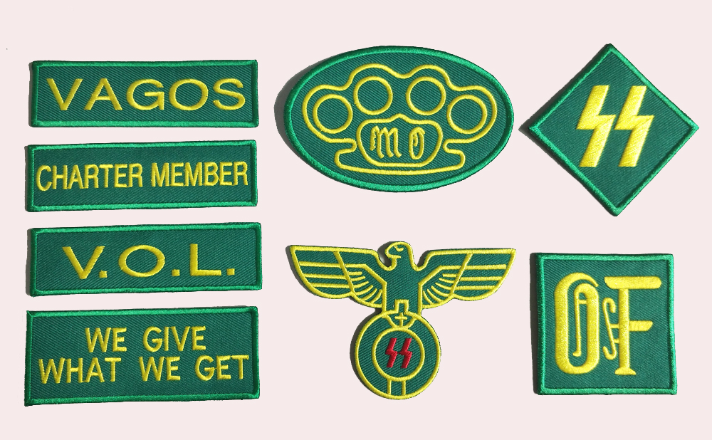 

VAGOS SMALL PATCH SETS ( 8 PIECES ) EMBROIDERY PATCH SETS FOR YOUR JACKET OR VEST FREE SHIPPING, Black