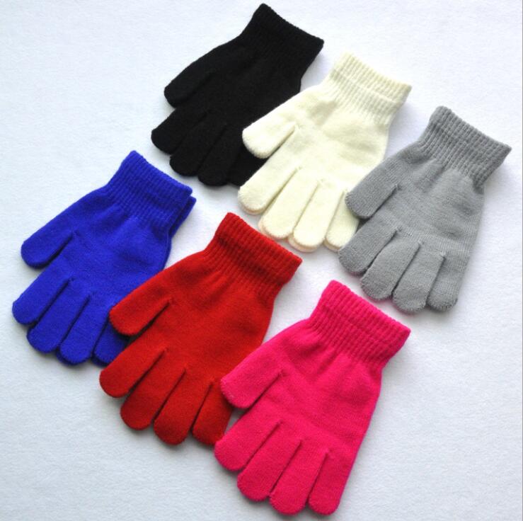 

adult Winter warm knitted gloves for kids boys girl five finger magic gloves outdoor sport fitness mittens for children women wholesale, Red