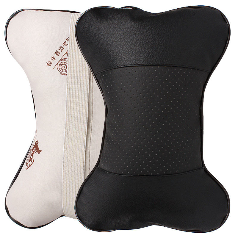 2 pièces voiture cou oreiller appui-tête oreiller coussin de siège en cuir PU doux perforant conception Danny trou-creuser fournitures Auto sécur