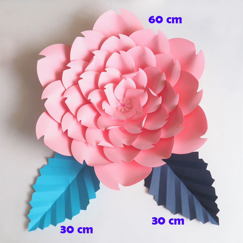 

DIY Artificial Flowers 60CM + Leaves 30CM Fleurs Artificielles Backdrop DIY Giant Paper Flowers Leaves Wedding Decor Baby Shower, Flower 60cm with leaves 30cm