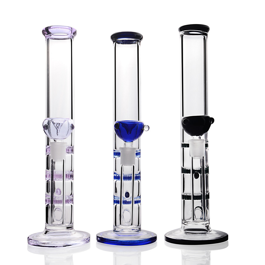 

11 Inchs Tall Straight Tube Bong Heady Glass Bubbler Water Bongs Recycler Dab Rig Honeycomb Perc Percolator Bongs 14mm Joint