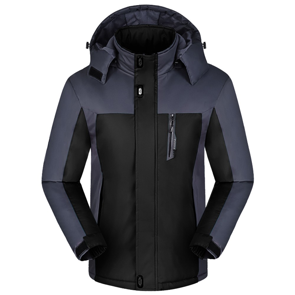 

Men Winter Long Sleeve Warm Hooded Zip Thick Fleece Coat Outwear Wind Jacket parka, Black