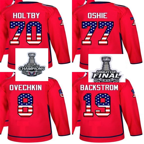 

2018 Stanley Cup Champions Men Women Washington Capitals USA Flag T.J. Oshie Alex Ovechkin Braden Holtby Nicklas Backstrom Hockey Jerseys, As photo