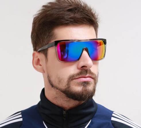 

Sports Sunglasses Men Fat Top One Piece UV400 Square Sun Glasses HD Lens Women With case gafas de sol
