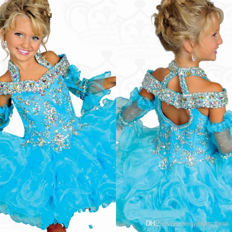 

Shining Girls Pageant Dresses Princess Portrait Ball Gown Ruffle Beaded Organza Flower Girls' Dress For Wedding Children Formal Wear, Burgundy