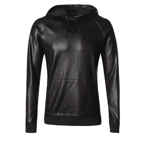 Men new elastic leather cotton black hoodie mens turtleneck hat fashion casual high quality winter hoodies