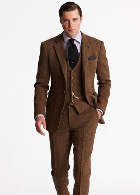 

Winter Fashion Tweed Groom Tuxedo Excellent Man Blazer Notch Lapel Two Button Men Business Dinner Prom Suit(Jacket+Pants+Tie+Vest) NO:188, Same as image