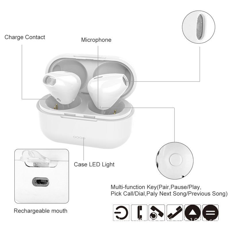 

Hot sell binaural MINI Bluetooth stereo headphone with charging base English voice prompt wear comfortable portable music sport earphone