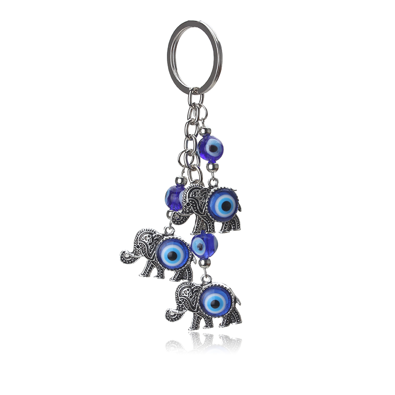 

1pc Blue Evil Eye Charms Keychain Elephant Pendent Key Chain Alloy Tassel Car Key Chain Fashion Jewelry Gifts