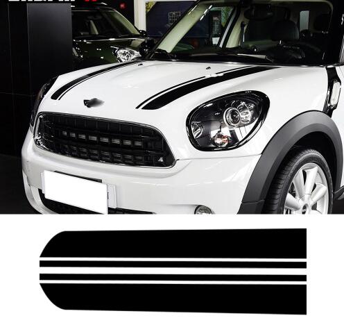 

Hood Decal Bonnet Racing Stripes Engine Cover Vinyl Stickers For BMW Mini Cooper Countryman R60 2010-2016, Car stickers