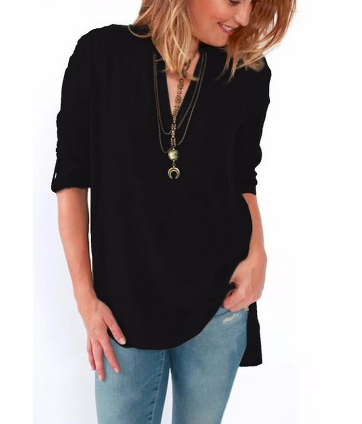 

European Women Summer V Neck Pleated Half Sleeve Casual Tops Plus Size S- 5XL Fashion Chiffon Blouse Shirts, Purple