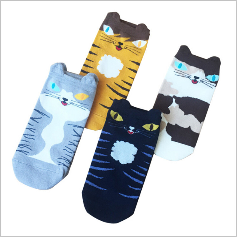 

4 Colors Baby Socks Cartoon Cat Socks Cartoon Cat Sock Lovely For Girl Women Cotton Socks, Customize