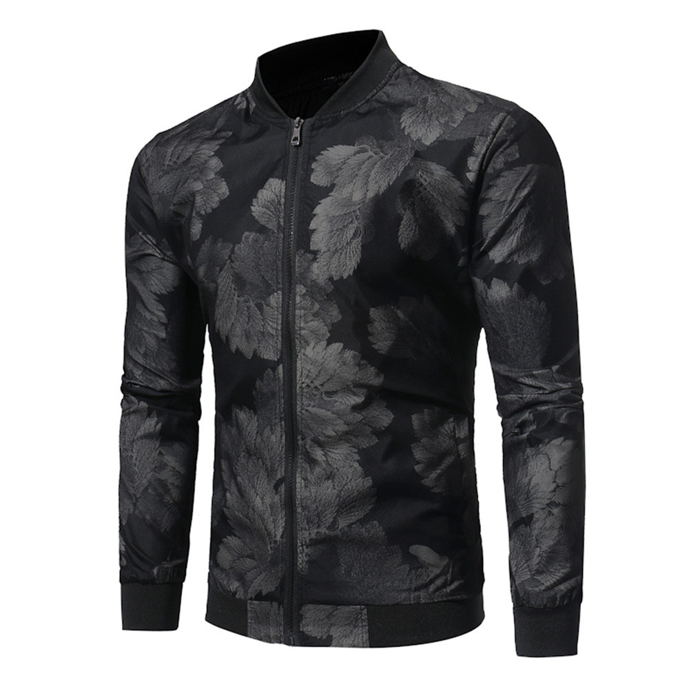 Hot Sale Men Coat Jacket Men's Autumn Winter Print Zipper Jacket Sportswear 2018 Casual Long Sleeve Coat Tops Man Clothes Male
