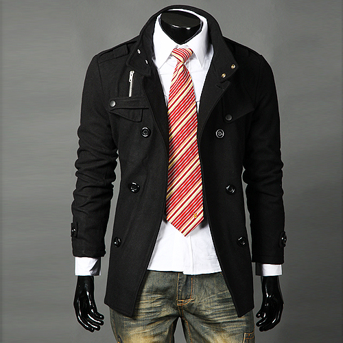 

Fast Shipping 2018 Autumn Double Platoon Buckle Badges Coat Fashion Breasted Stand Collar Epaulette Medium -Long Men 'S Coat, Grey