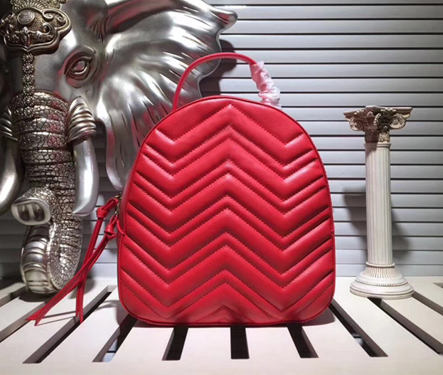 

Classic V Wave Pattern Marmont backpack women backpacks leisure school bag Real leather quilted mochila bags, White