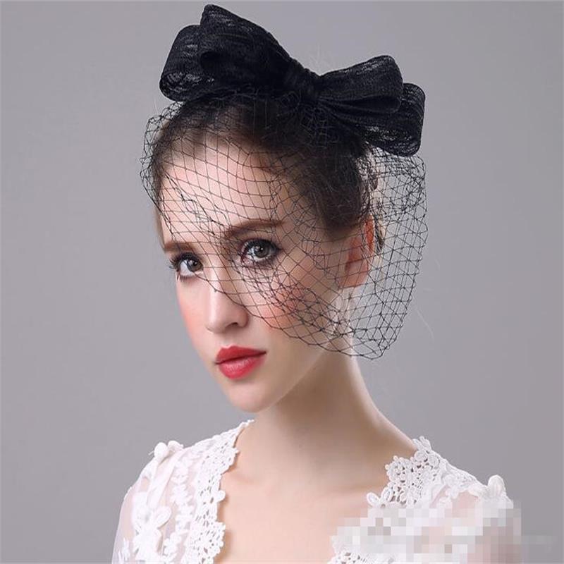 Nouvelle Arrivée Black Bridal Voile Slade Bow Net Tulle Tulle De Mariage Beilfe Portée Chapeaux Pas cher Livraison Gratuite