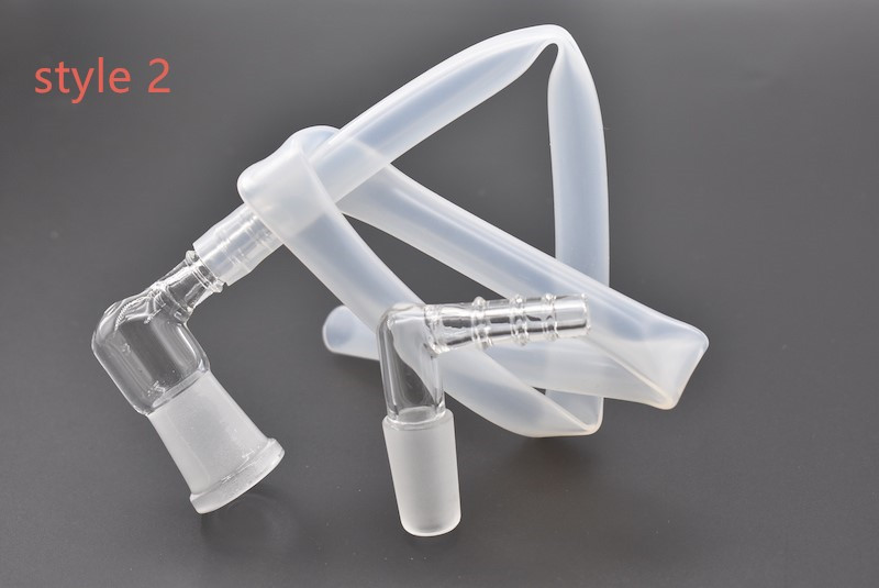 

2style 14mm 18mm male female Glass Vapor Whip Adapter 90Degree Extreme Q V-Tower Vaporizer Glass Elbow Adapter with 30 hose for water bongs