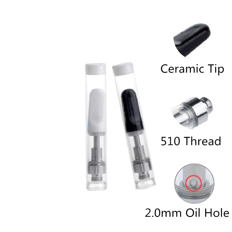 

0.5/0.8/1.0ml Vape Tank Cartridges Empty Vapor Pen Carts Ceramic Coil 510 Thread Thick Oil Atomizers E-Cigarette Drip Tip