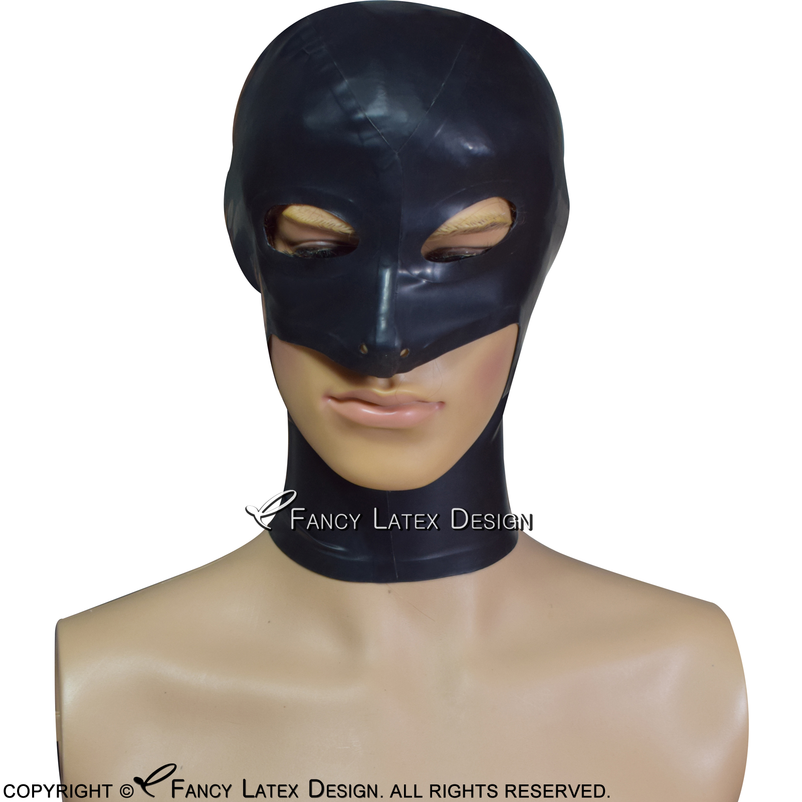 En cuir noir souple Corps Harnais Capuche jeu de rôle Respirant Open Yeux Bouche Masque