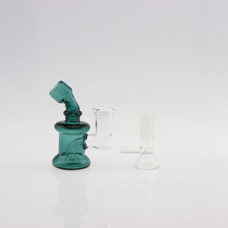 

Mini Bongs Recycler Small Dab Rigs 14mm Female Joint With Free Glass Bowl Heady Glass ToroGlass Cheap Small Bubbler Glass Water Pipes