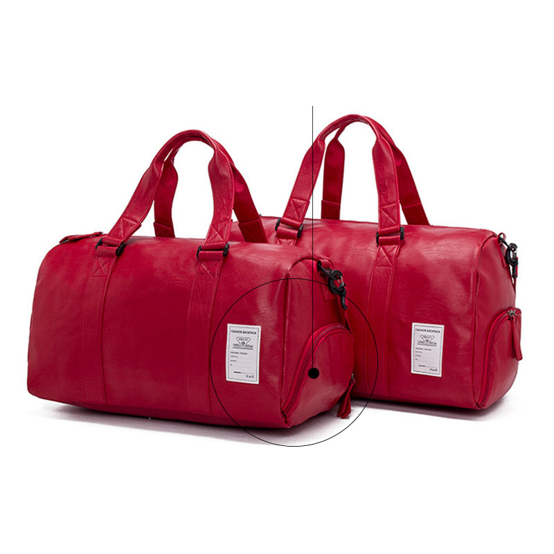 

New Fashion Pu Leather Gym Male Bag Top Female Sport Shoe Bag for Women Fitness Over the Shoulder Yoga Bag Travel Handbags Black Red