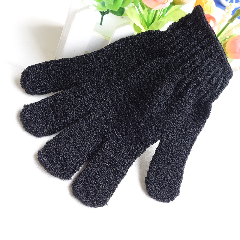 

Exfoliating black Spa Bath Gloves nylon Brush Scrub Shower Gloves Scrubber