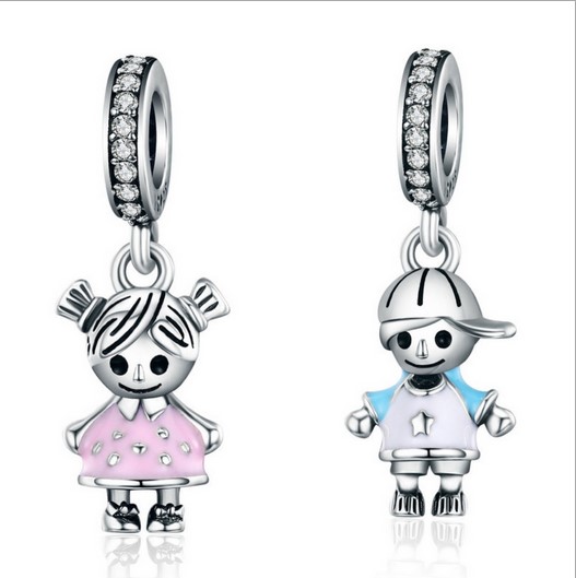

New Fits Pandora Bracelets 30pcs Boy & Girl Dangle Charms Beads Silver Charms Bead For Wholesale Diy European Necklace Jewelry Accessories