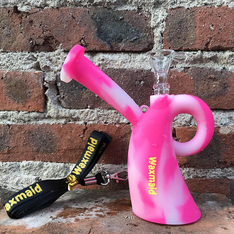 

Glass Bong Water Pipe Waxmaid Miss 5 Inch Mini Portable Silicone Dab Rig Smoking Pipe for Wax DHL Free Shipping