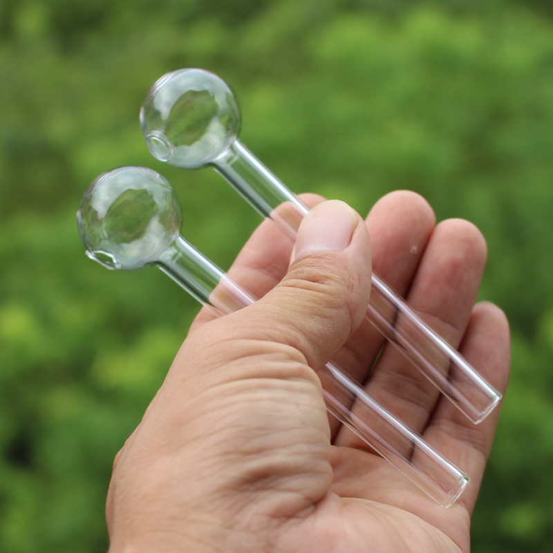 

12cm(4.7inch) Clear Pyrex Glass Oil burner transparent Oil Burner Glass Tube Spoon Hand Pipe Smoking Accessor glass pipes water pipes