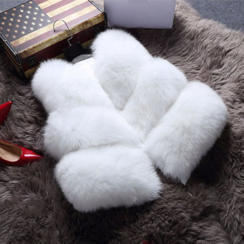 

Faux Fur Vest Women Jacket CHEAPEST Fake Fur Gilet Fluffy Coats 10 Colors Choices F0386 Sleeveless, Black