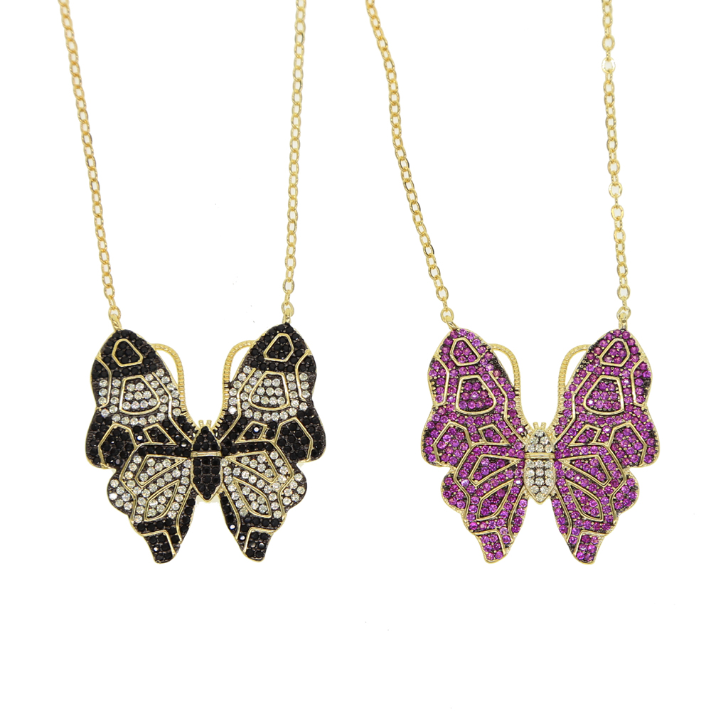 

butterfly pendant necklace 18K Gold plated Behomia Boho styles beautiful coloful butterfly fashion lovely women chain necklaces