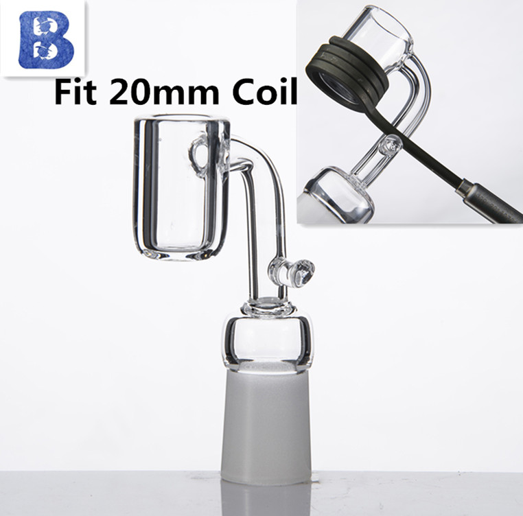 

Pure Crystal Quartz Banger Nail Electronic Domeless Enail 14/19mm Female Male Frosted/Clear Joint With Hook 90 Degree For 20mm Heating Coil