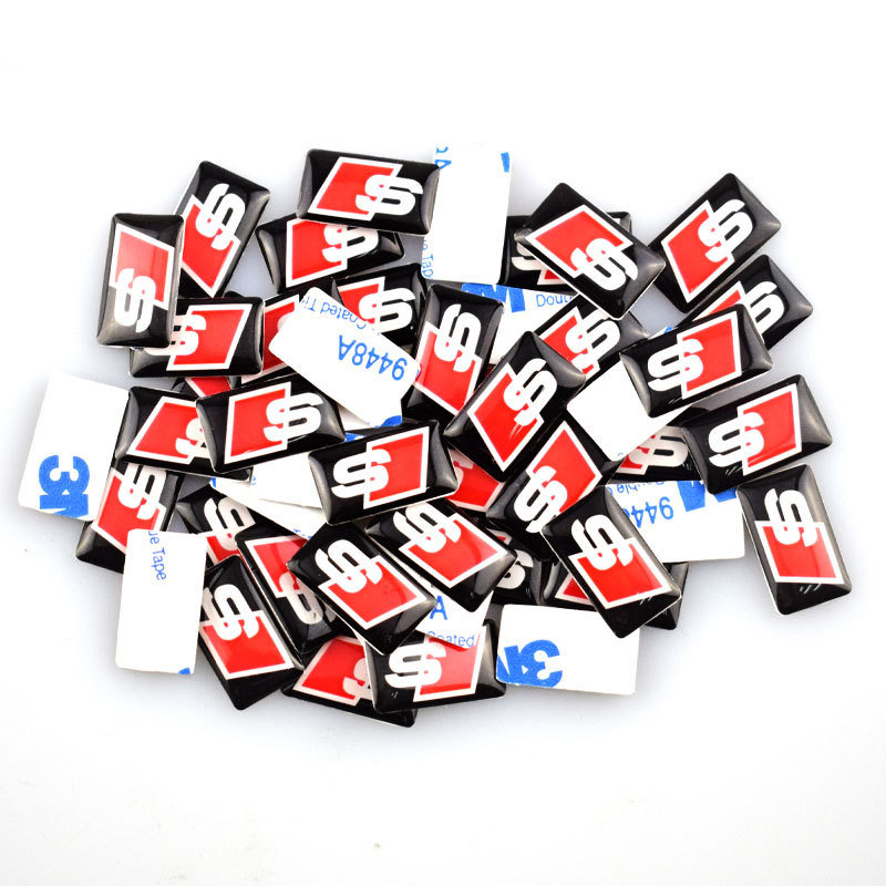 

S line LOGO AUDI Decorative small sticker Badge Hub caps Steering wheel Emblem Sticker 18 X 10 mm