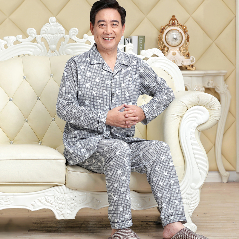 Cotton Long Sleeve Pijamas Men Plaid Cardigan Pajamas Casual Sleepwear Two Piece Set Pyjamas Plus Size Winter Male Pajama Set