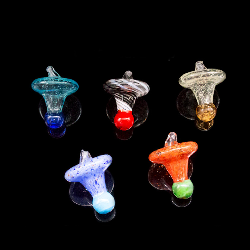 

OD 35mm Glass Carb Cap with blue clear dabber caps for Hookahs Flat top Quartz Banger Nails small bong oil rig