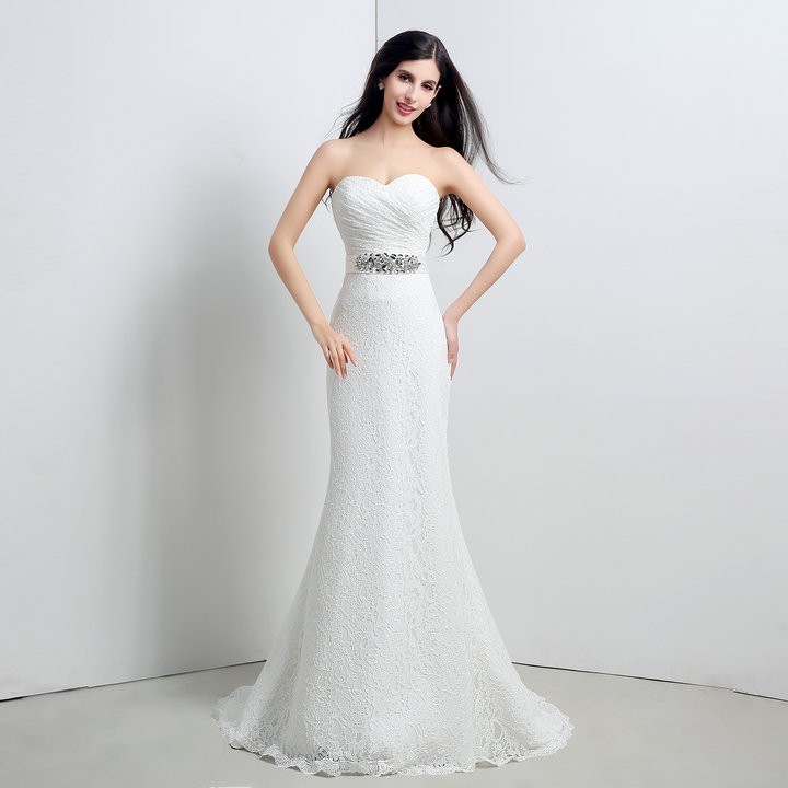 

Real Sample 2018 New Arrival Lace Beading Sweetheart Lace Up Formal Wedding Dresses, Gold