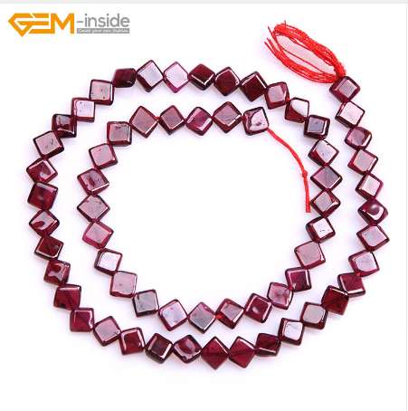 

Gem-inside Natural Square Garnet Stone Beads For Jewelry Making 5mm 15inches DIY Jewellery