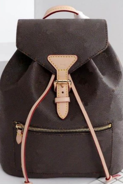 

brown flowers Simple leisure shoulder bag female leather backpack M43431 Free Shipping Genuine Leather luxury bag, Brown mono