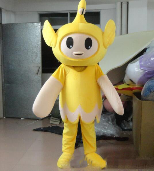 

2018 Hot sale Angle Mascot Costume Yellow Angle Costume Christmas Birthday Party Fancy Dress Free Shipping, As picture