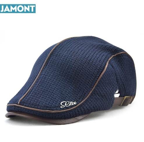 

JAMONT High Quality English Style Winter Woolen Elderly Men Cap Thick Warm Beret Hat Classic Design Vintage Visor Cap Snapback, Other