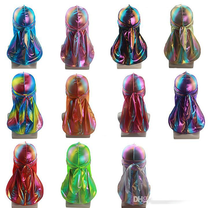 

11 Color Fashion Men's Satin Durags Bandana Turban Wigs Men Silky Durag Headwear Headband Pirate Hat Hair Accessories Xmas Gift