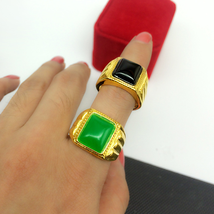 

2018 new luxury mens rings 18K Gold Gemstone rings opening can adjust ring jewelry