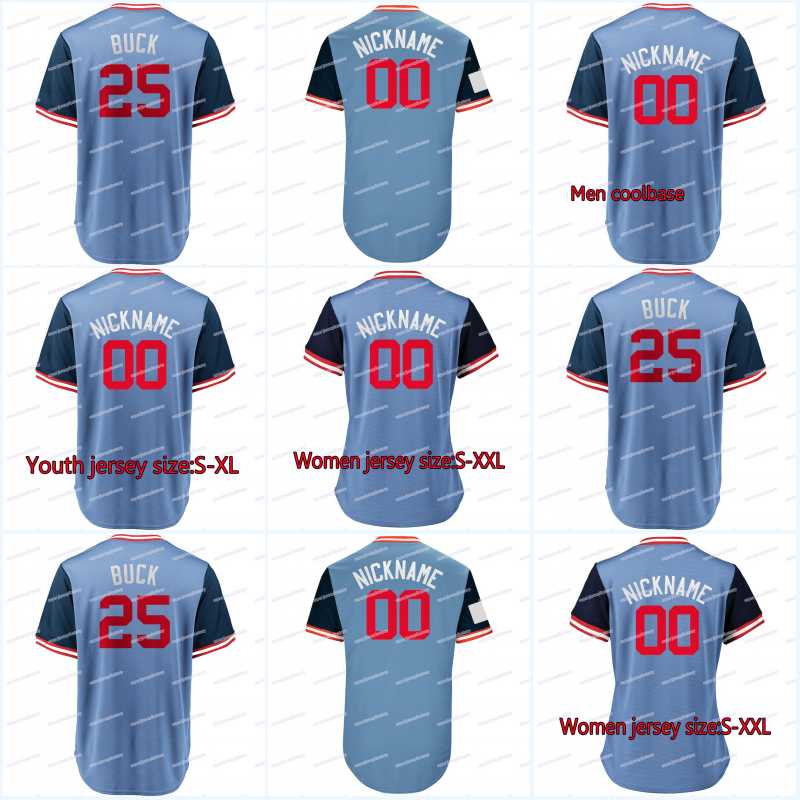 

2018 Players Weekend Jersey 25 Byron Buxton "Buck" 22 SANO "BOQUETON" 17 BERRIOS "LA MAKINA" 39 HILDENBERGER "HILDY" Baseball Jerseys, Blue youth